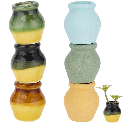 Porcelain Vase Miniature Flowerpot Ornaments, Micro Landscape Garden Dollhouse Accessories Pretending Prop Decorations