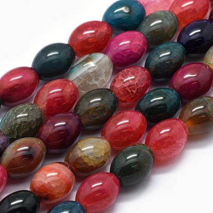 Dyed Natural Dragon Veins Agate Beads Strands, Oval