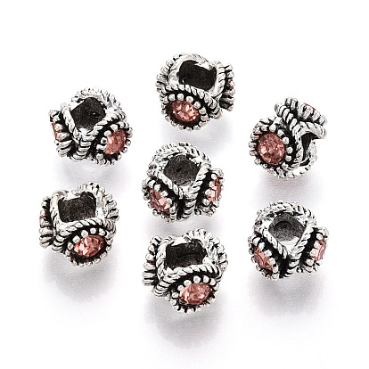 Европейские бусины, сплав, стразы , бусины с большим отверстием, 13x14x9 мм, отверстие : 5 мм