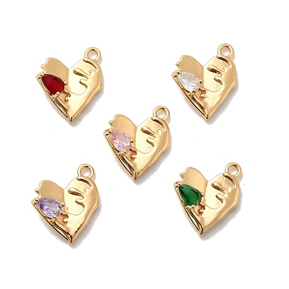 Латунные микро проложить кубического циркония подвески, сердце, реальный 18 k позолоченный