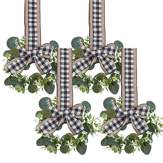 4 шт. подвеска для двери в виде искусственного листа, с бантом из полиэстера, для декора вечеринки