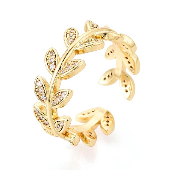 Латунные кольца-манжеты с микропаве из прозрачных кубических цирконий, лист