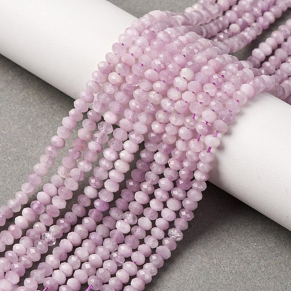 Природные кунцит бисер нитей, граненые, рондель