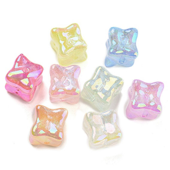 UV Plating Acrylic Beads, Glitter Beads, Glow in the Dark, Iridescent Ice Cube