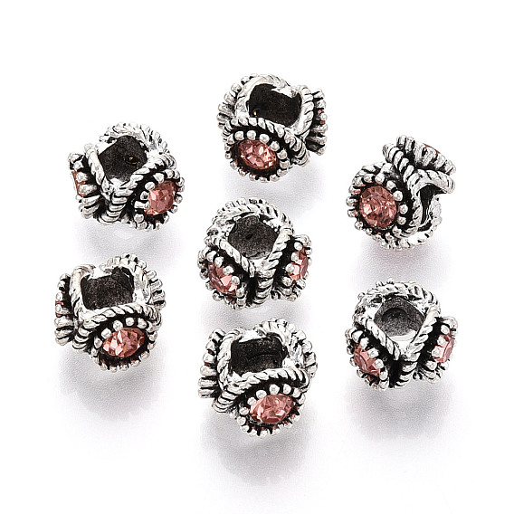 Европейские бусины, сплав, стразы , бусины с большим отверстием, 13x14x9 мм, отверстие : 5 мм