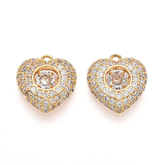 Латунные микро проложить кубического циркония прелести, сердце