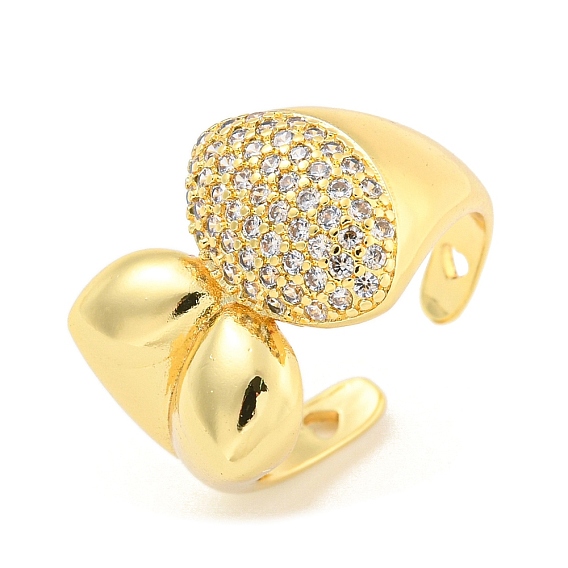 Овальное открытое кольцо-манжета с прозрачным фианитом, латунные широкие кольца на палец для женщин