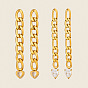 304 Stainless Steel Pave Cubic Zirconia Curb Chains Stud Earrings for Women, Heart