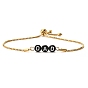 Acrylic Word Beaded Link Slider Bracelet, with Golden 304 Stainless Steel Box Chains