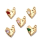 Латунные микро проложить кубического циркония подвески, сердце, реальный 18 k позолоченный
