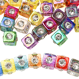 30шт. акриловые бусины, имитирующие желе, со стразами, кубические