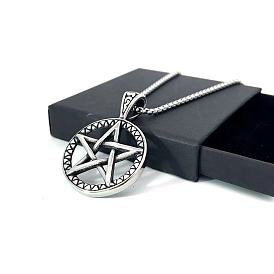 Ожерелья с подвеской в виде пентаграммы из нержавеющей стали в стиле панк, не тускнеет