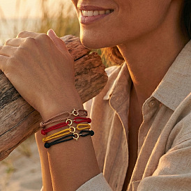 4шт. регулируемые браслеты из плетеного нейлонового шнура, золотое латунное кольцо-украшение для женщин