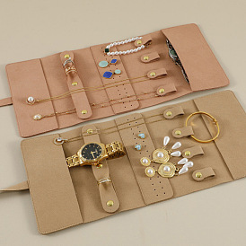 PU Leather Jewelry Storage Rolls, Jewelry Organizer Case, for Ring, Bracelet, Necklace Storage