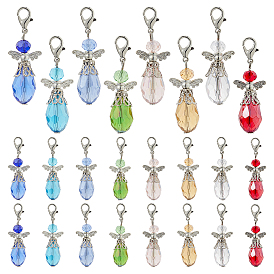 48шт 8 стиль стеклянный сплав подвесные украшения, с поворотными застежками сплава
