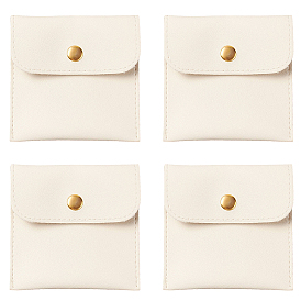 5шт. сумки для хранения ювелирных изделий из искусственной кожи pu, с пуговицами золотистого цвета, квадратный