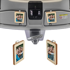 2 шт. прямоугольная деревянная фоторамка для автомобильного козырька с железными зажимами, Ездите осторожно, мы вас любим, держатель для фотографий