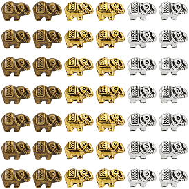 150Pcs 3 Colors Tibetan Style Alloy Beads, Cadmium Free & Lead Free, Elephant