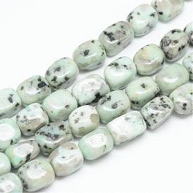 Natural Sesame Jasper/Kiwi Jasper Bead Strands, Cuboid