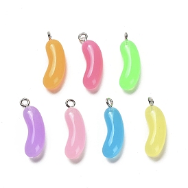 Imitation Food Resin Pendants, Candy Charms with Platinum Plated Iron Loops