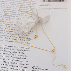 Palace-style double-layer pendant collarbone necklace with high-end steel ball gold beans - advanced sense.