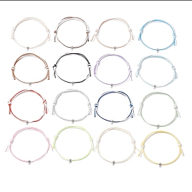 16шт. двухцветные браслеты из вощеного полиэфирного шнура для мужчин и женщин, с 304 дужками из нержавеющей стали