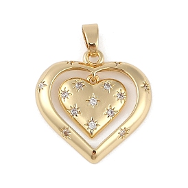 Латунные микропаве прозрачные подвески с фианитом, без кадмия, без никеля и без свинца, сердце
