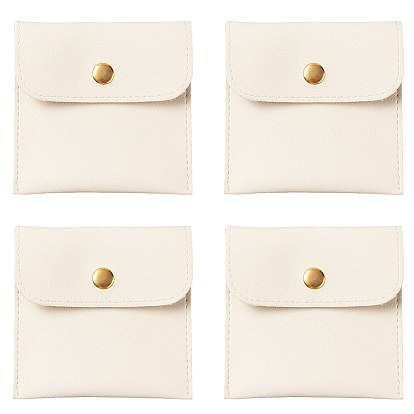 5шт. сумки для хранения ювелирных изделий из искусственной кожи pu, с пуговицами золотистого цвета, квадратный