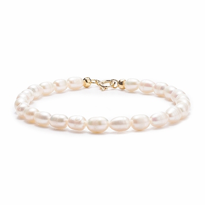 Grade A Natural Pearl Beaded Bracelets with Brass Spring Ring Clasps for Women