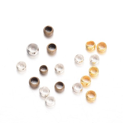 Rondelle Brass Crimp Beads, 3x2mm, Hole: 1.5mm, about 5200pcs/200g