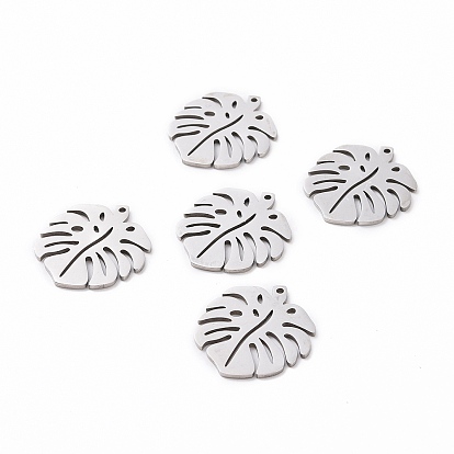 201 Stainless Steel Pendants, Tropical Leaf Charms, Monstera Leaf, Hollow