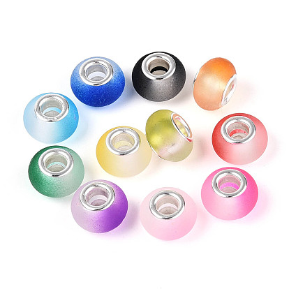 2 оттенок полимер европейский бисер, с серебряного цвета латуни двойные сердечники, бусины с большим отверстием, прорезиненный стиль, рондель