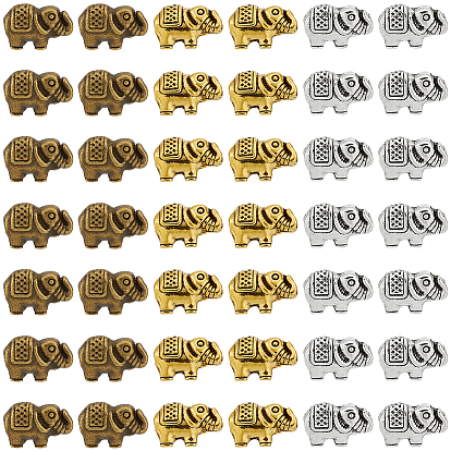 150Pcs 3 Colors Tibetan Style Alloy Beads, Cadmium Free & Lead Free, Elephant