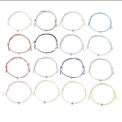 16шт. двухцветные браслеты из вощеного полиэфирного шнура для мужчин и женщин, с 304 дужками из нержавеющей стали