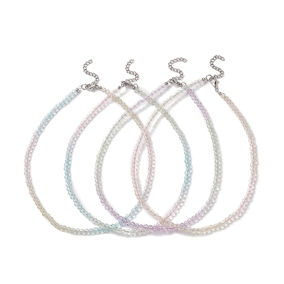Faceted Gradient Color Glass Beaded Necklaces for Women, with Alloy Lobster Claw Clasps