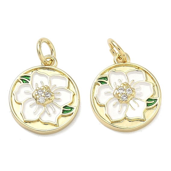 Латунные микро проложить кубического циркония подвески, с эмалью, долговечный, стойки покрытие, без свинца и без кадмия, плоский круглый с цветными чарами