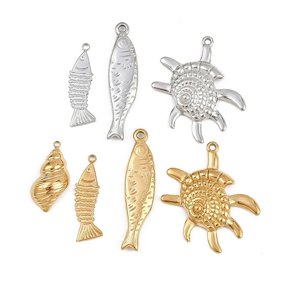 304 подвески из нержавеющей стали, амулет в виде рыбы и раковины