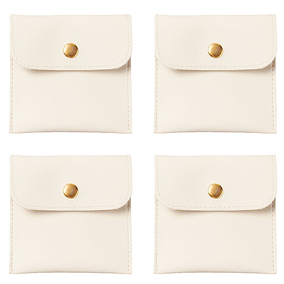 5шт. сумки для хранения ювелирных изделий из искусственной кожи pu, с пуговицами золотистого цвета, квадратный