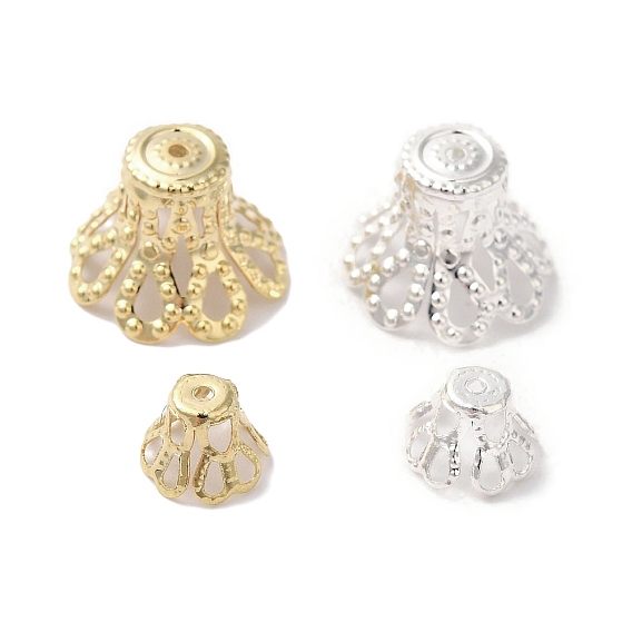 Шапочки и конусы для бусин, латунные, без свинца и без кадмия, цветок