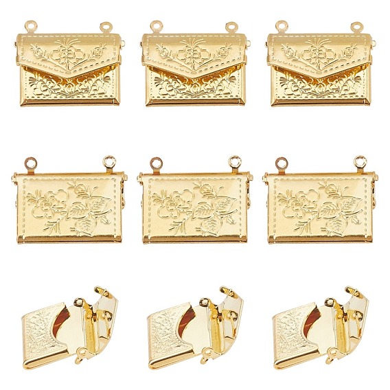 Brass Locket Pendants, Photo Frame Charms for Necklaces, Bag