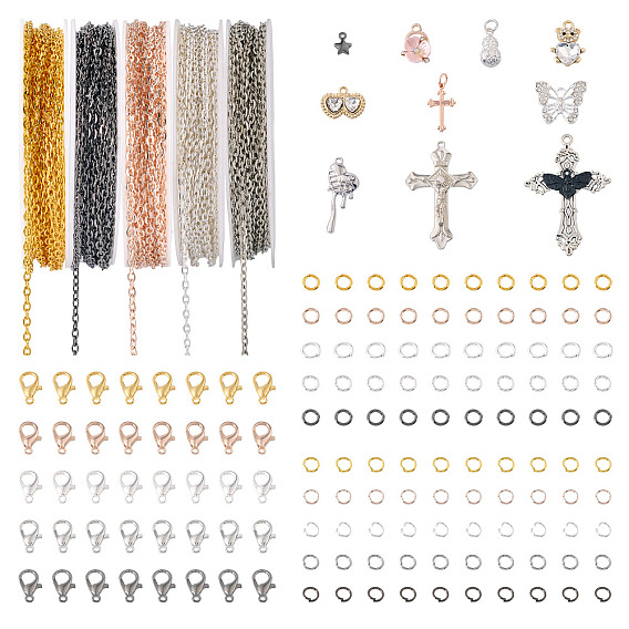 Набор для самостоятельного изготовления подвесок и ожерелий, включают застежки-клешни омара, Кольца прыжок, железо кабельные сети, 