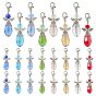 48шт 8 стиль стеклянный сплав подвесные украшения, с поворотными застежками сплава