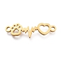 304 Stainless Steel Links Connectors, Laser Cut, Heartbeat, for Valentine's Day With Heart & Paw Print