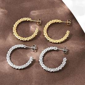 304 Серьги-гвоздики из нержавеющей стали в форме буквы С, ручная полировка