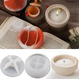 Round DIY Silicone Candle Cup Molds, Storage Box Molds, Resin Cement Plaster Casting Molds
