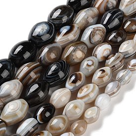 Brins de perles d'agate pour les yeux naturels, perles d'agate rayée/agate à bandes, teints et chauffée, losange