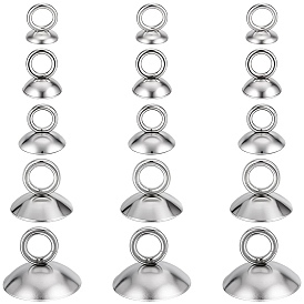 150pcs 5 styles 201 pendentifs avec capuchon de perle en acier inoxydable, pour les pendants de couverture de bulle de verre de globe