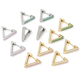 Серьги-кольца из треугольной латуни с микропаве и кубическим цирконием, покрытые стойкой, долговечный, без свинца и без кадмия, реальный 18 k позолоченный