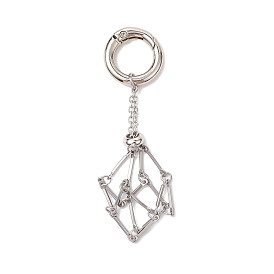 201 сумка-цепочка из макраме из нержавеющей стали, пустой держатель для камня, подвесное украшение, с литыми пружинными кольцами