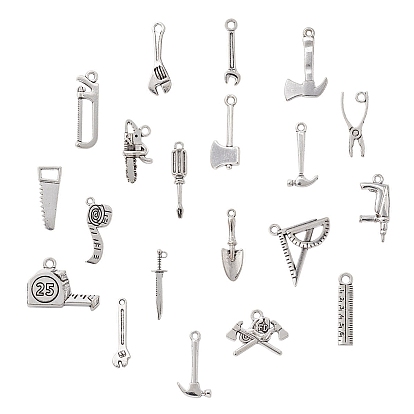 20Pcs 20 Style Tibetan Style Alloy Pendants, Tools Charm